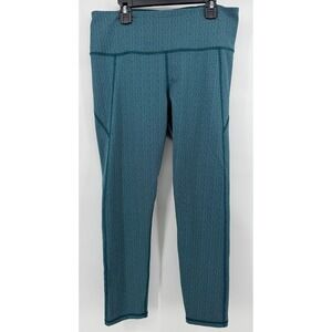Under Armour Womens Teal Grid Textured High Rise Athletic Leggings Size Large